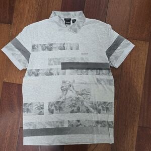 BOSS Gray Patterned Men's Shirt